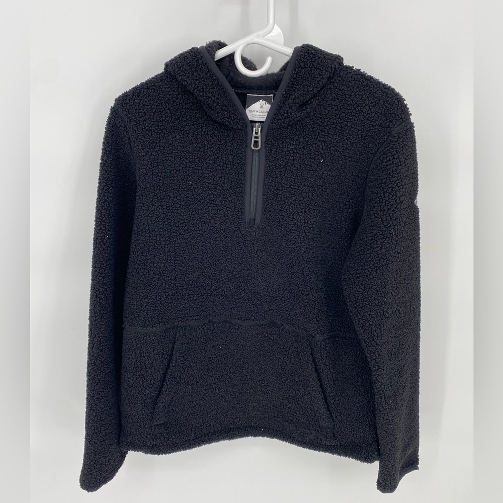Spyder pullover zip up sherpa teddy fleece hoodie zip pockets size small